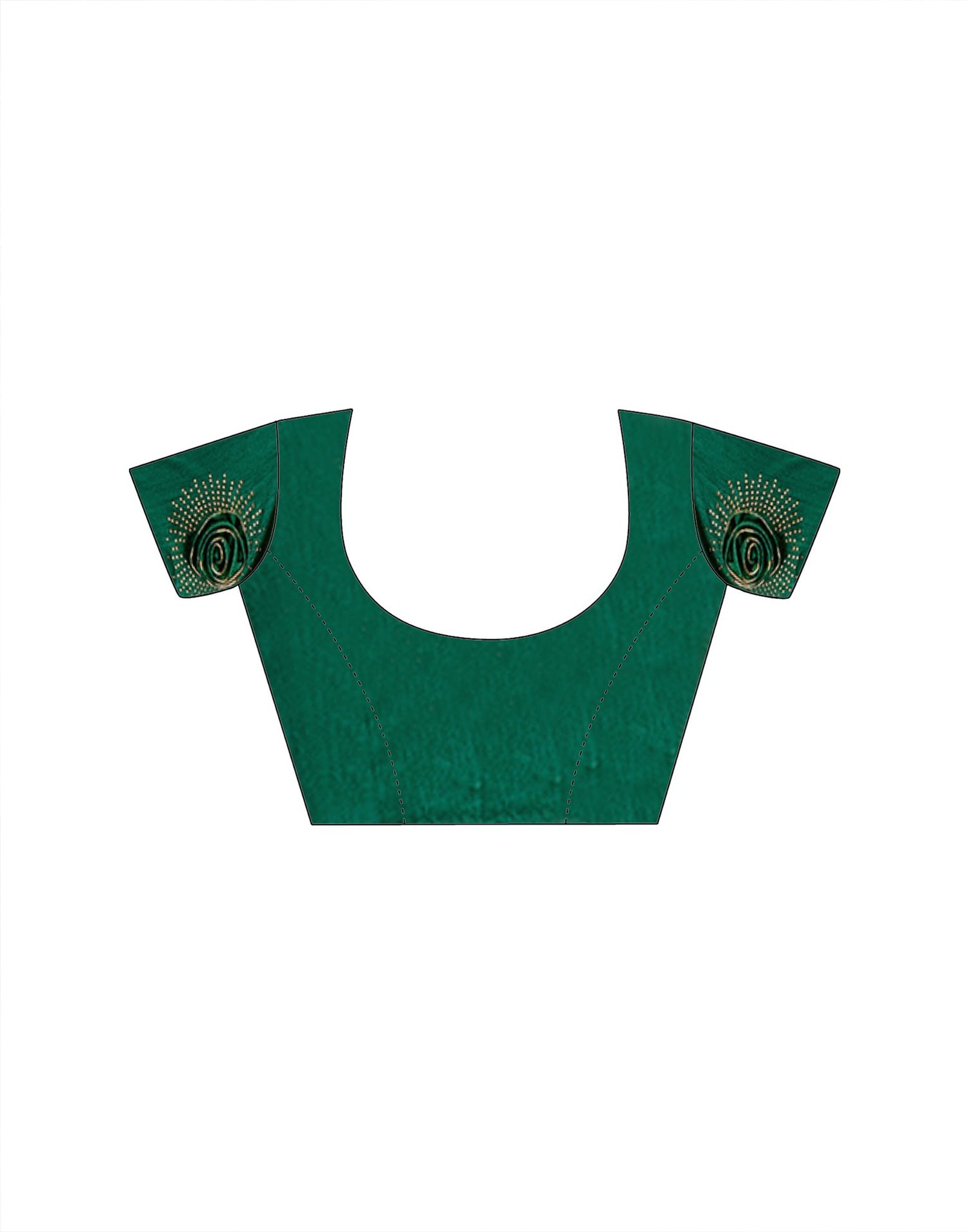 Dark Green Chiffon Woven Border Saree