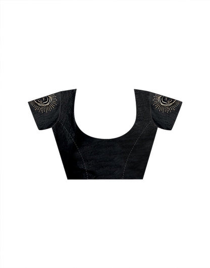 Black Chiffon Woven Border Saree