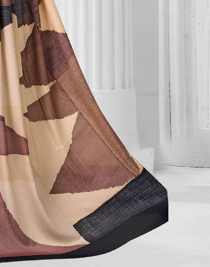 Beige Crepe Printed Saree