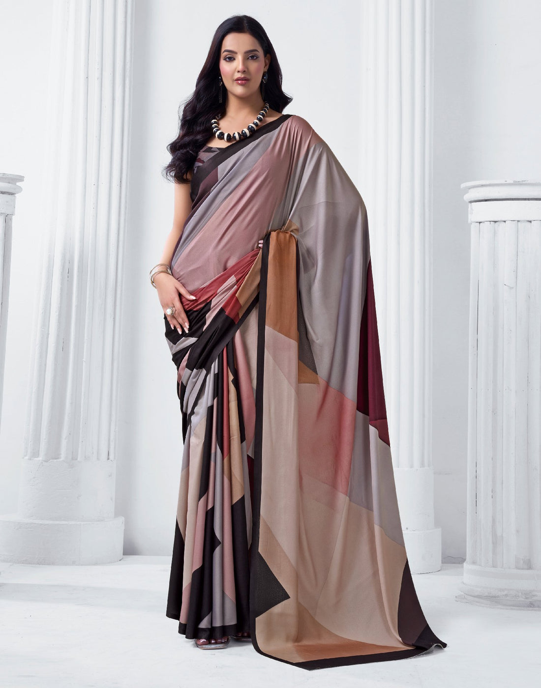 Multicoloured Crepe Printed Saree