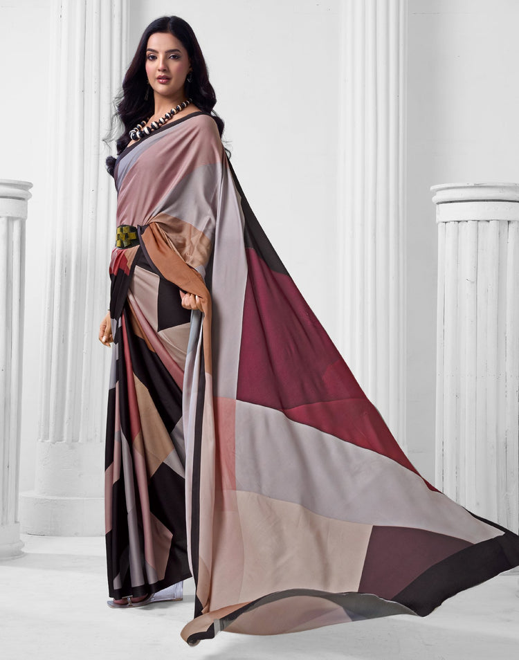 Multicoloured Crepe Printed Saree