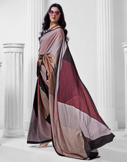 Multicoloured Crepe Printed Saree