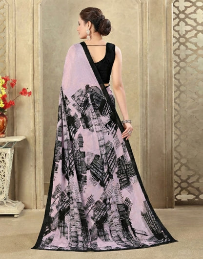 Mauve Crepe Silk Printed Saree