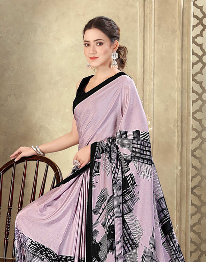 Mauve Crepe Silk Printed Saree