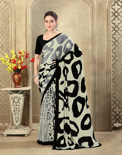 Light Pista Green Crepe Silk Printed Saree