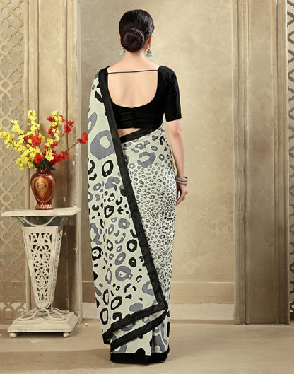 Light Pista Green Crepe Silk Printed Saree