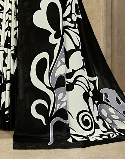 Off White Crepe Silk Printed Saree