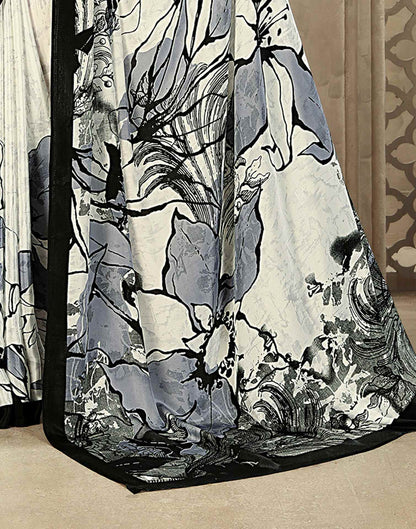 Off White Crepe Silk Printed Saree
