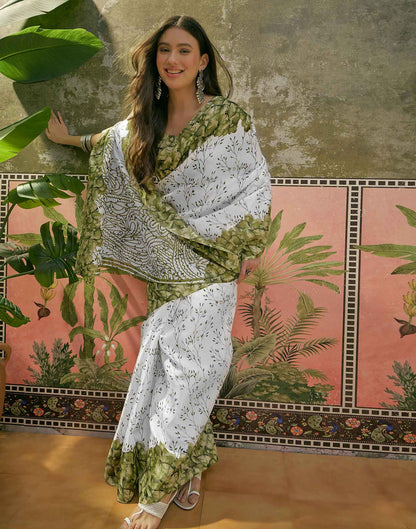 Off White Khadi Printed Saree