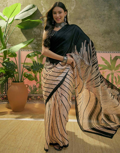 Peach Khadi Printed Saree