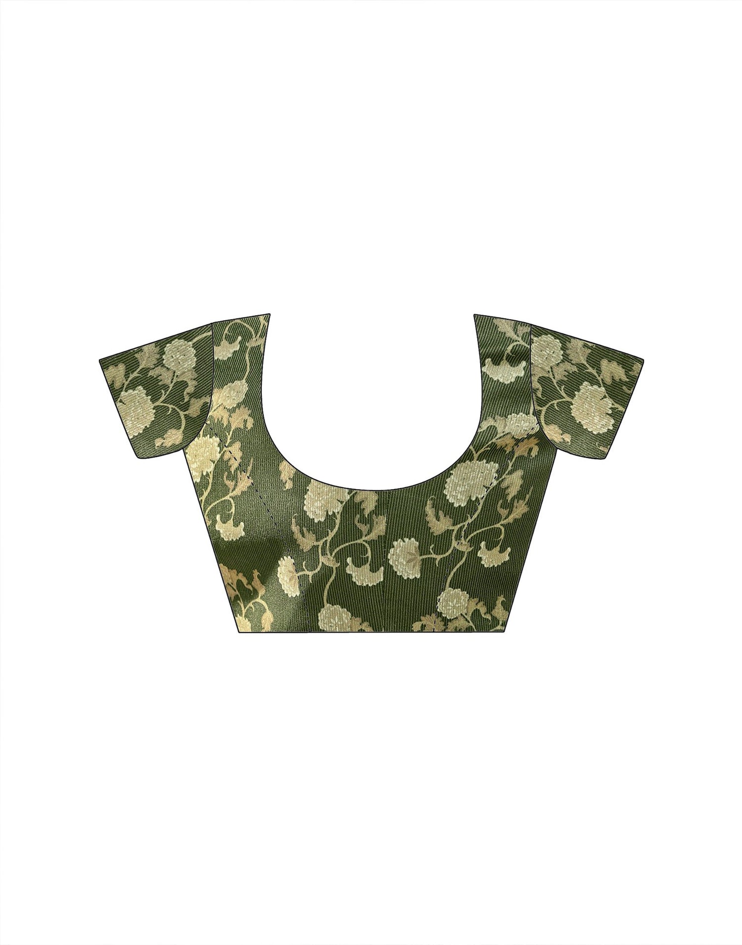 Dark Green Shimmer Silk Printed Saree