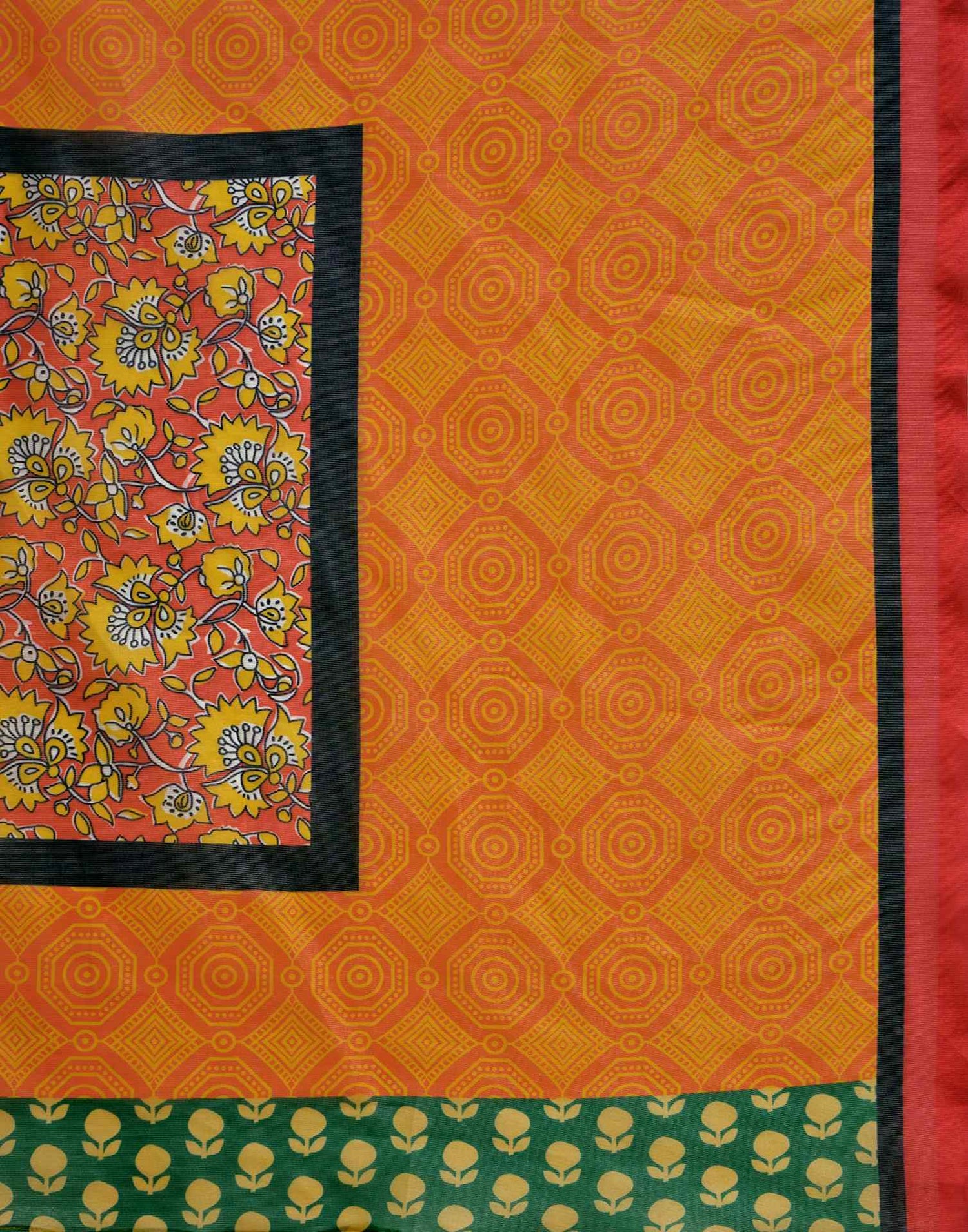 Orange Shimmer Silk Printed Saree