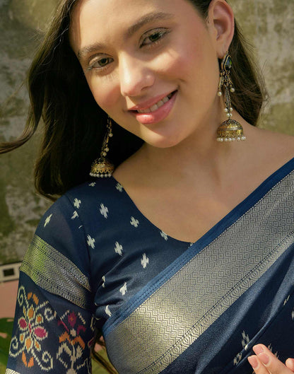 Dark Blue Georgette Printed Saree 