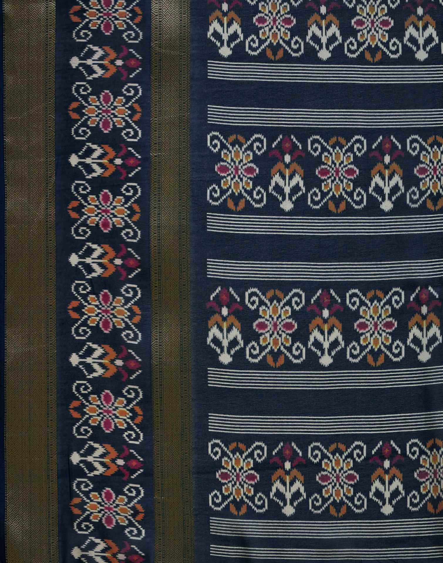 Dark Blue Georgette Printed Saree 