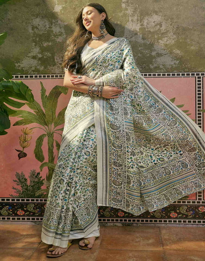 Beige Khadi Printed Saree