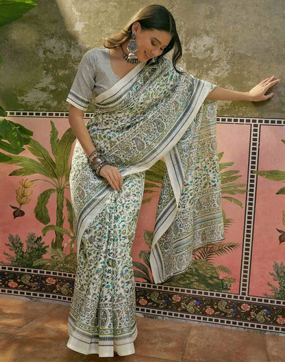 Beige Khadi Printed Saree