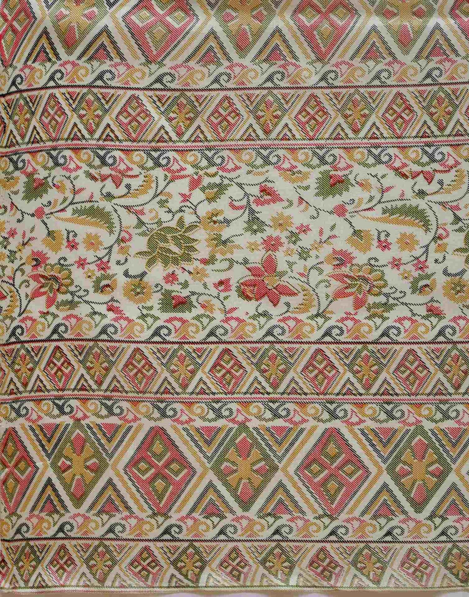 Off White Khadi Printed Saree