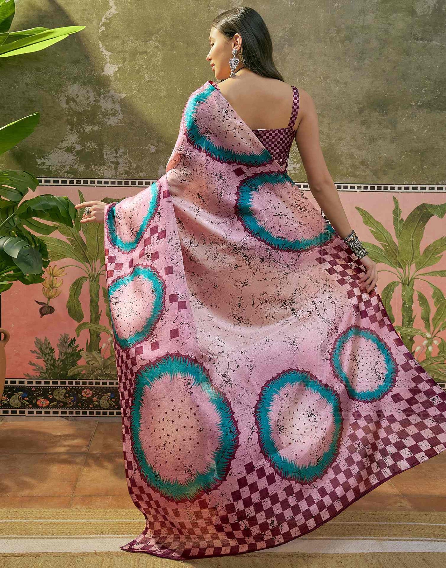 Mauve Khadi Printed Saree