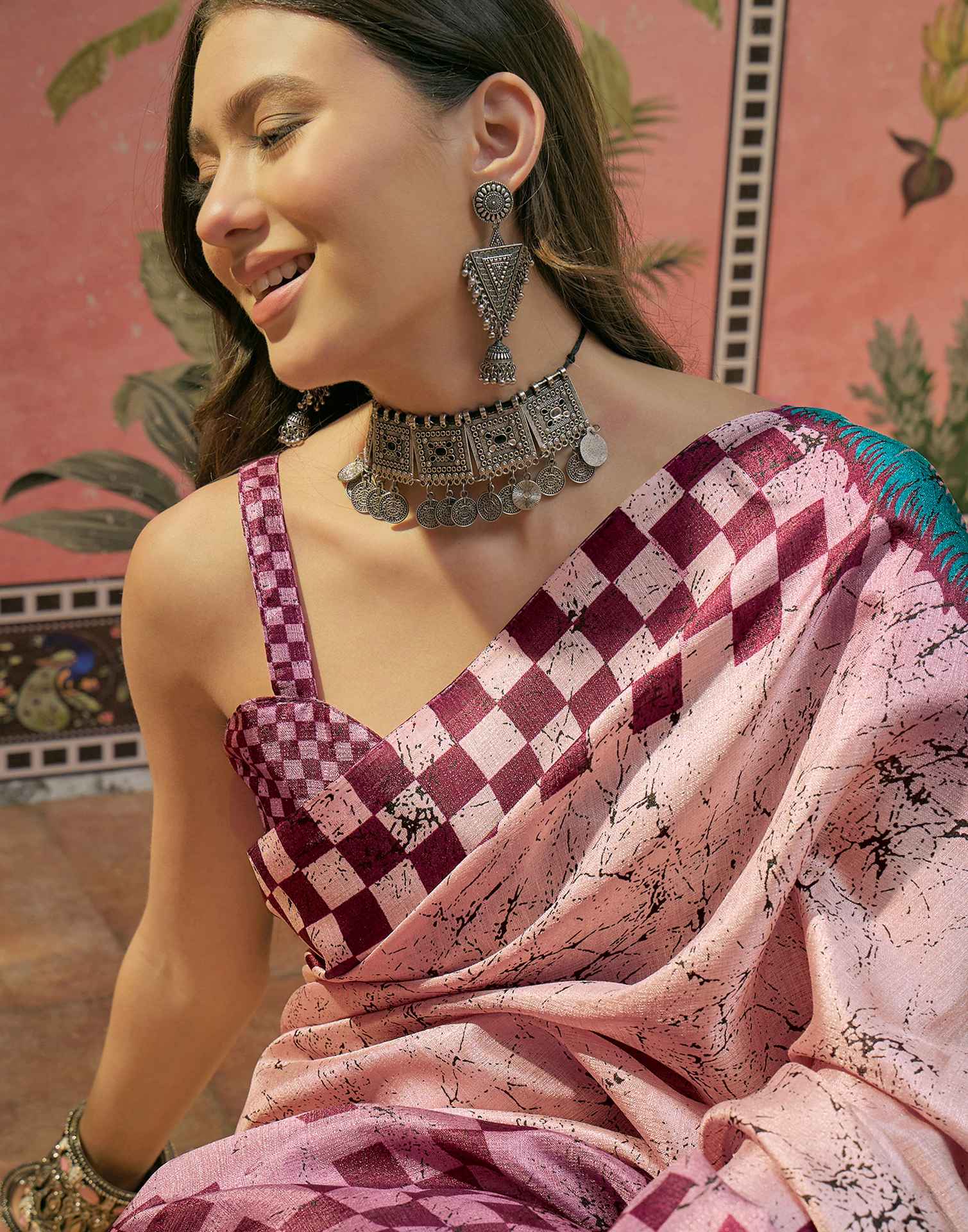 Mauve Khadi Printed Saree