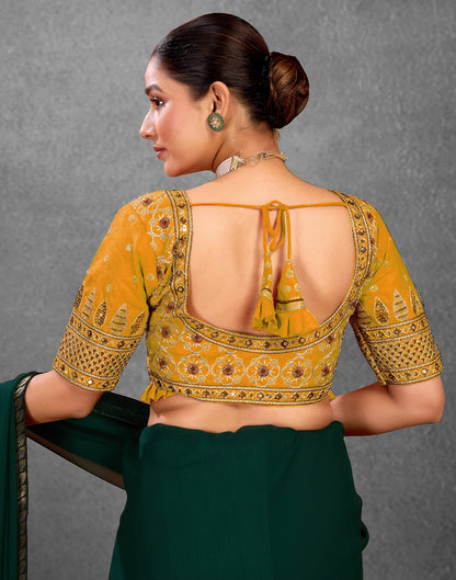 Yellow Silk Sequence Embroidery Blouse