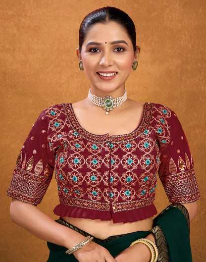 Maroon Silk Sequence Embroidery Blouse