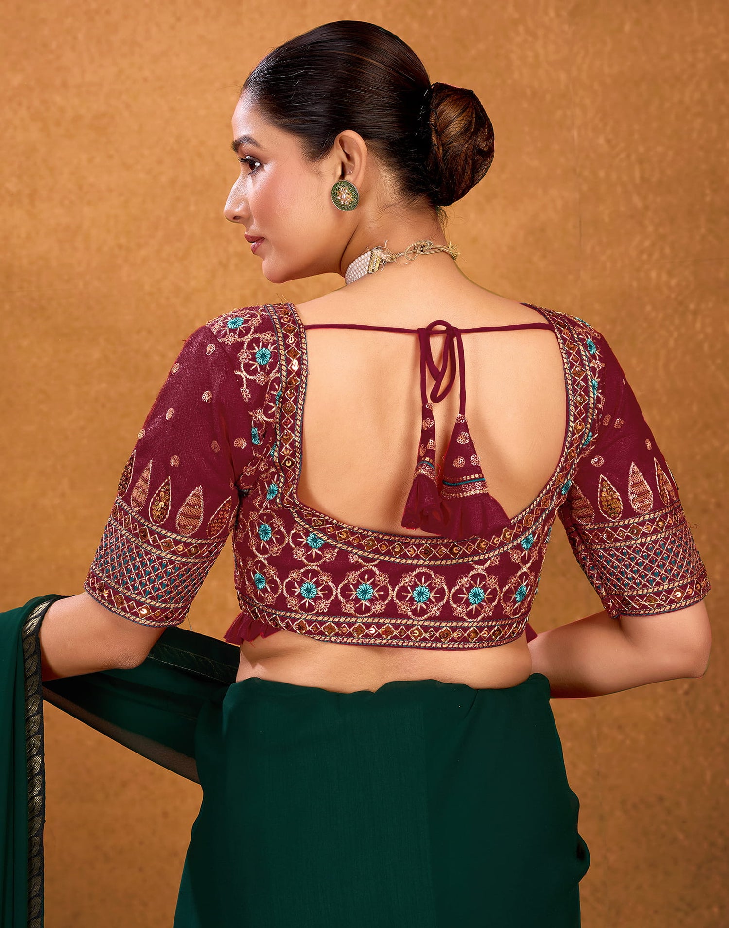 Maroon Silk Sequence Embroidery Blouse