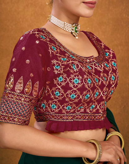 Maroon Silk Sequence Embroidery Blouse