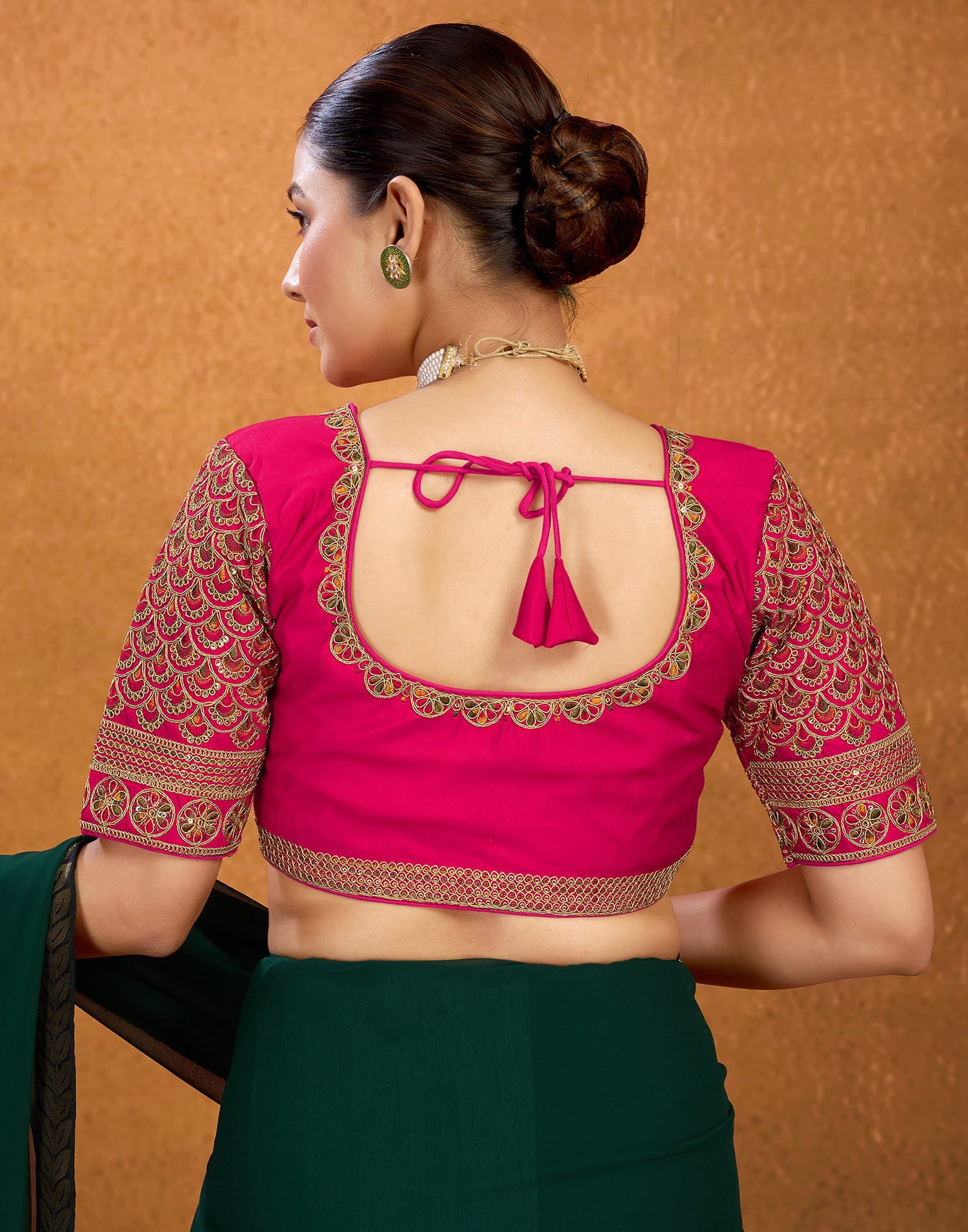 Rani Pink Silk Sequence Embroidery Blouse