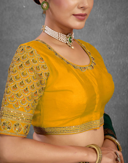 Yellow Silk Sequence Embroidery Blouse