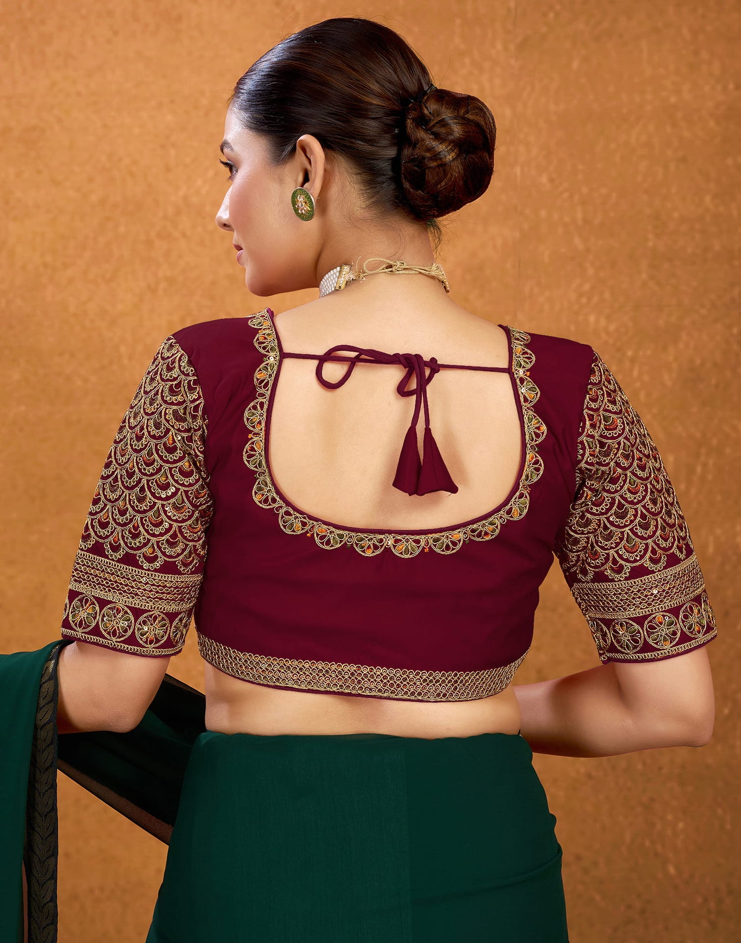 Maroon Silk Sequence Embroidery Blouse