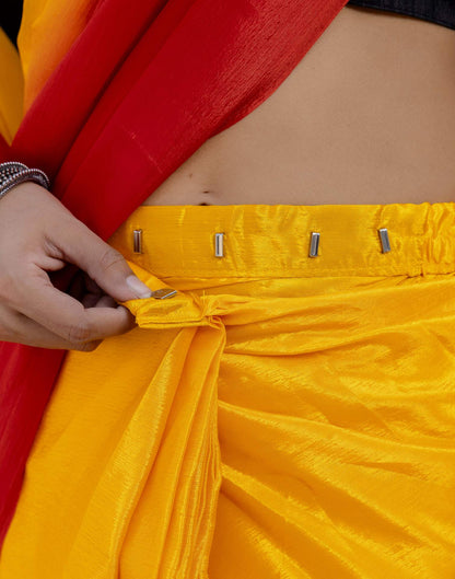 Ready To Wear Yellow Chinnon Dyed Plain Saree