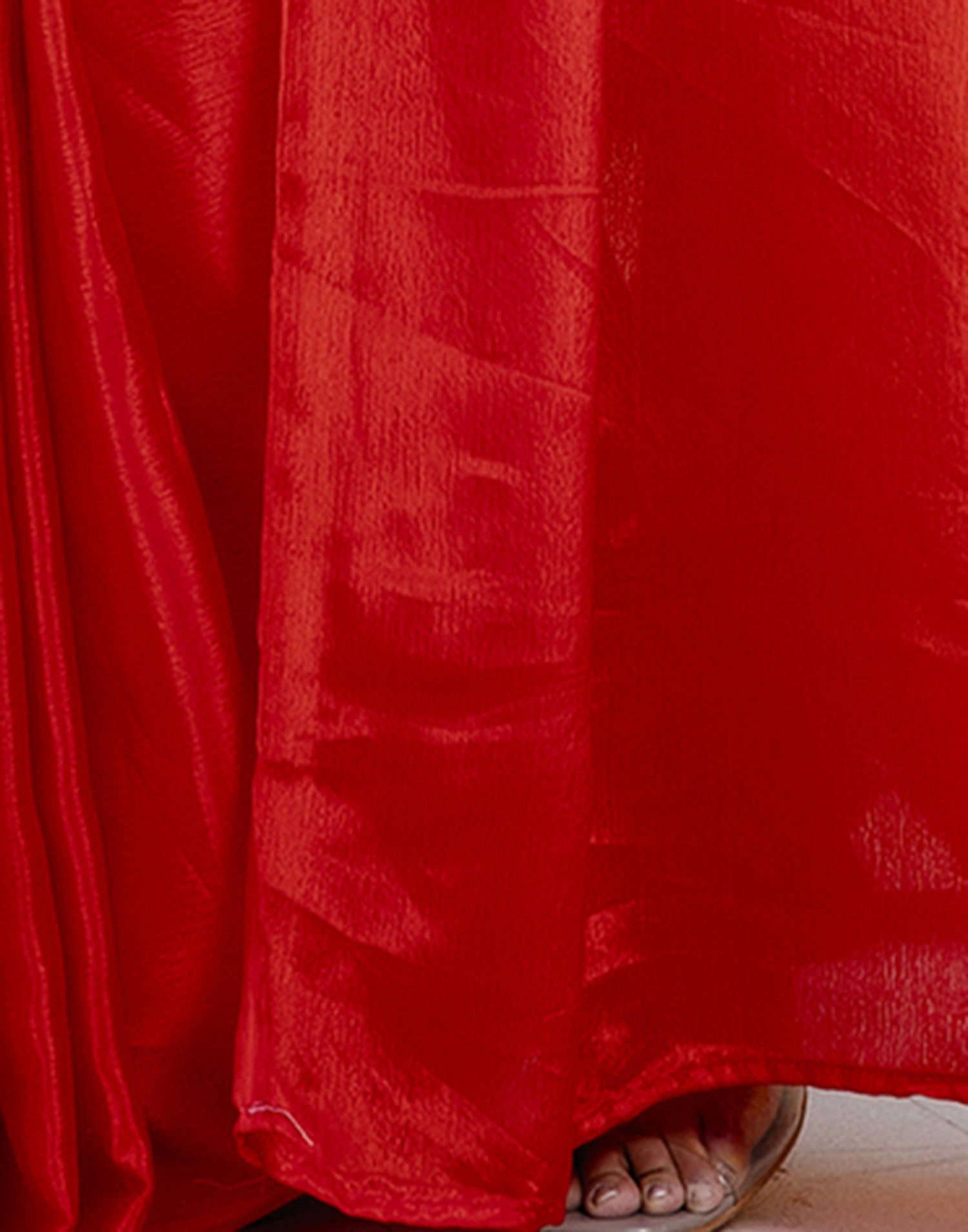 Ready To Wear Yellow Chinnon Dyed Plain Saree
