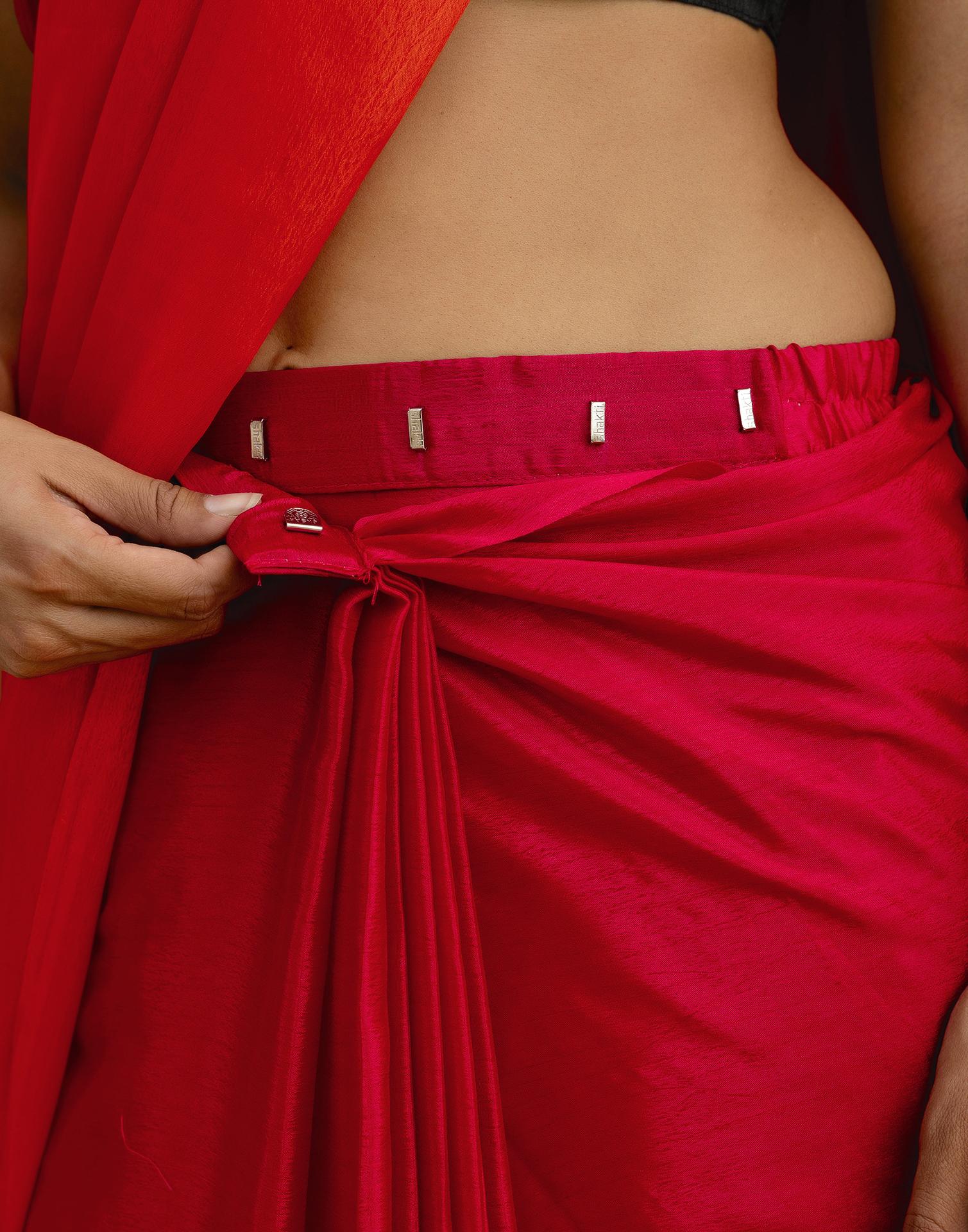 Ready To Wear Rani Pink Chinnon Dyed Plain Saree