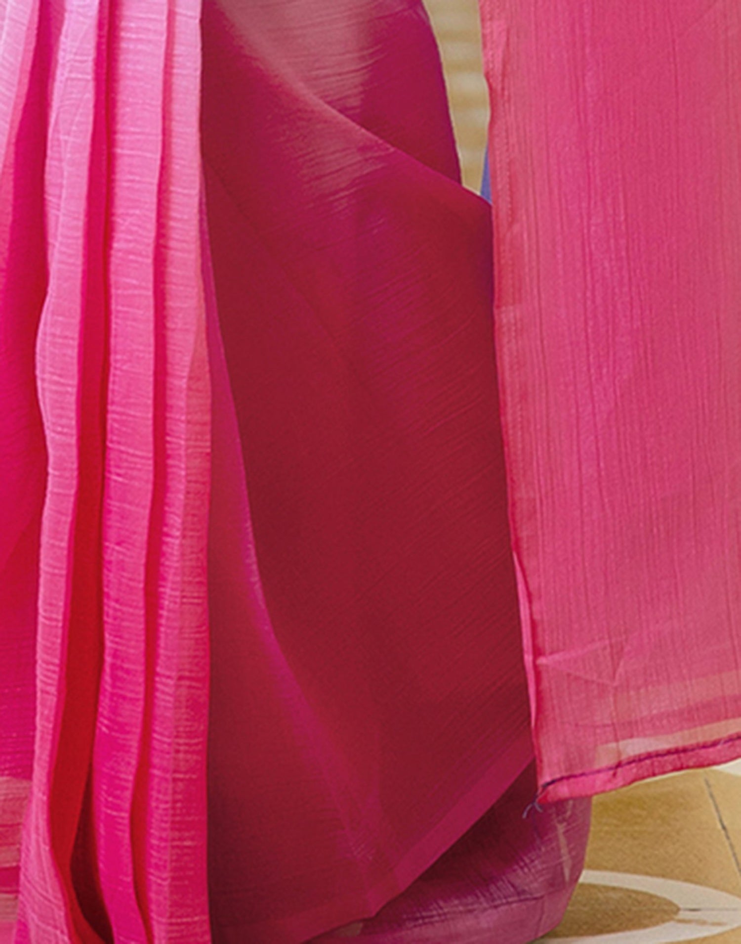Ready To Wear Dark Blue Chiffon Dyed Plain Saree