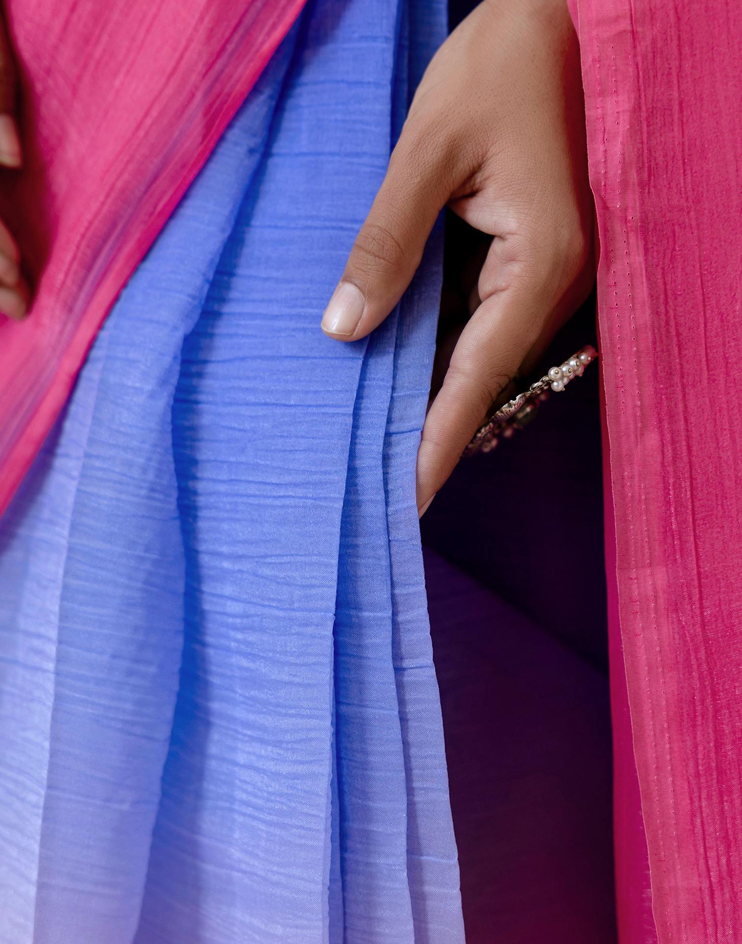 Ready To Wear Dark Blue Chiffon Dyed Plain Saree