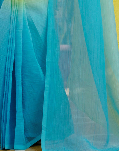 Ready To Wear Yellow Chiffon Dyed Plain Saree