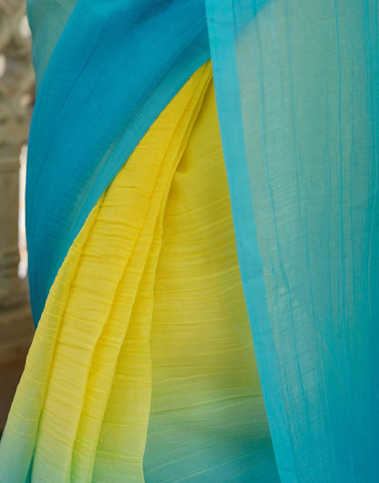 Ready To Wear Yellow Chiffon Dyed Plain Saree