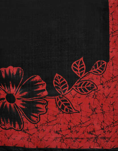 Red Khadi Floral Printed Saree