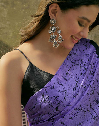 Purple Khadi Floral Printed Saree