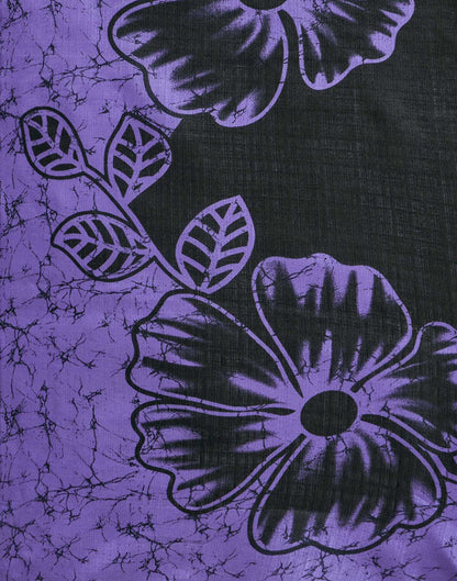 Purple Khadi Floral Printed Saree