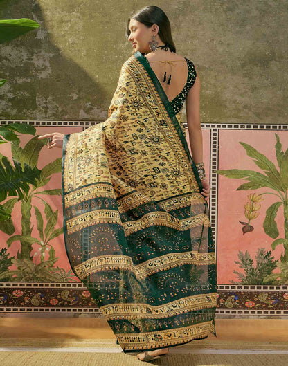 Dusty Lemon Yellow Khadi Printed Saree