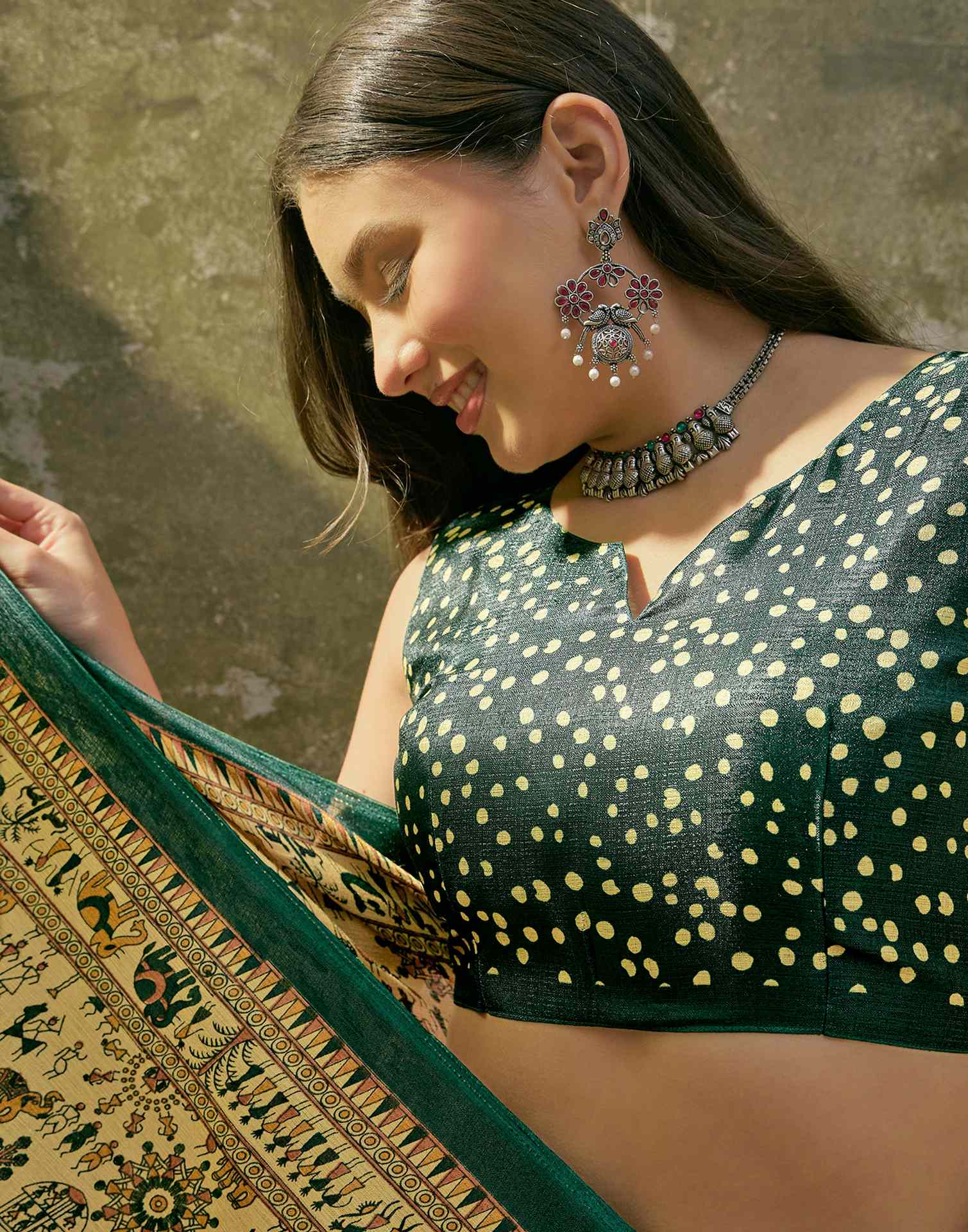 Dusty Lemon Yellow Khadi Printed Saree