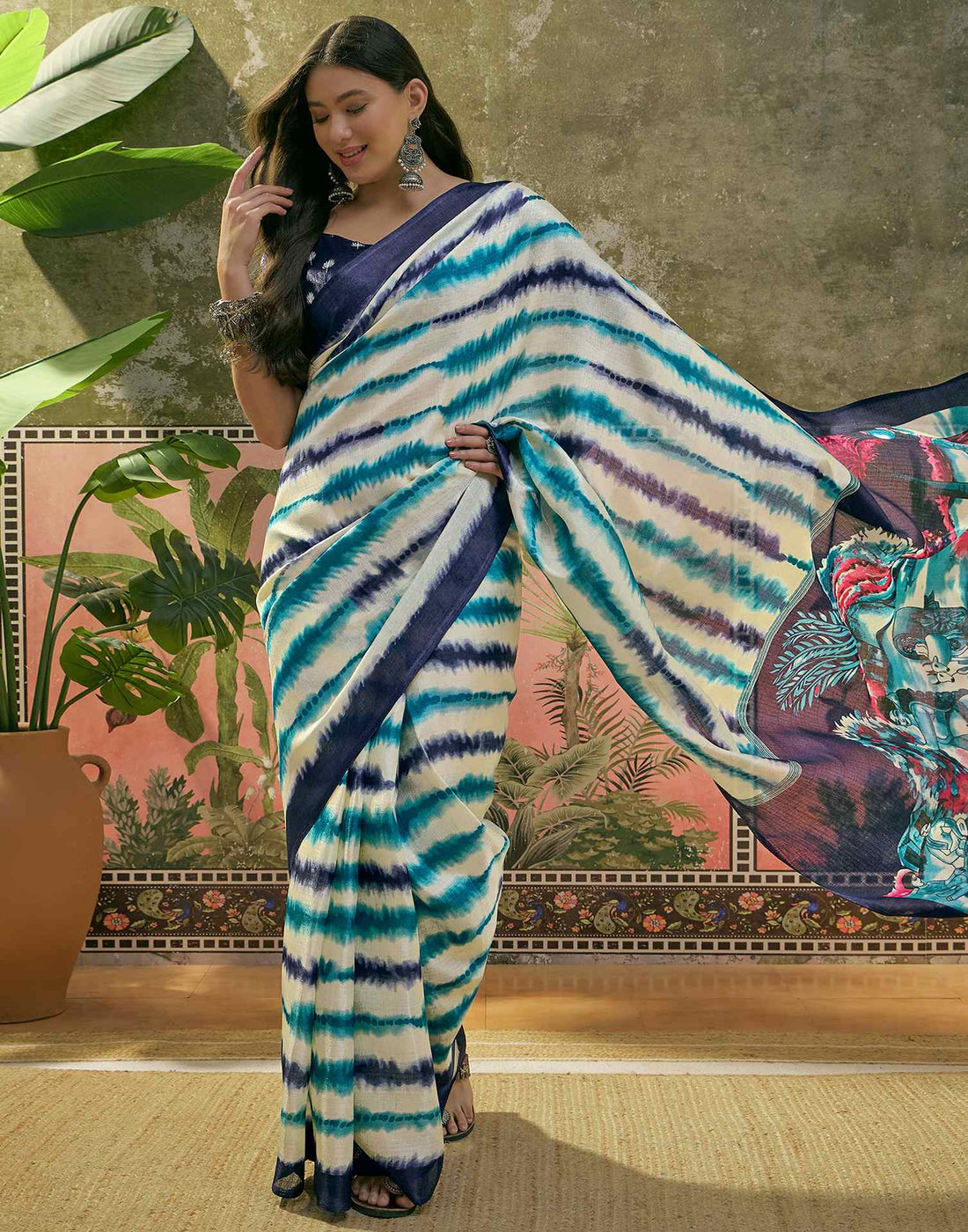 Off White Khadi Printed Saree 