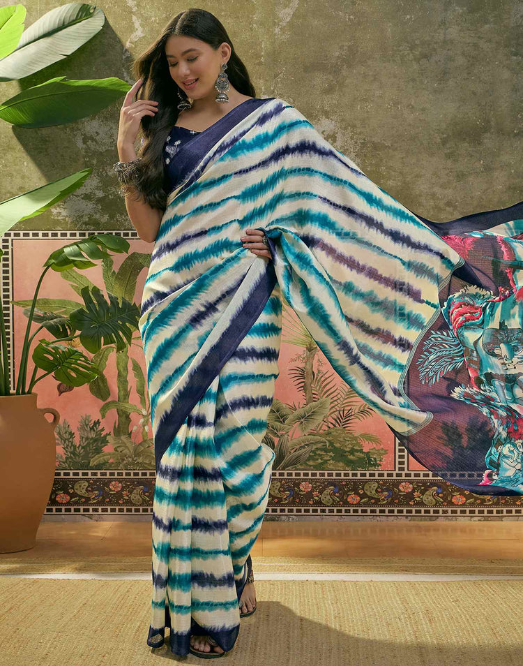 Off White Khadi Printed Saree 