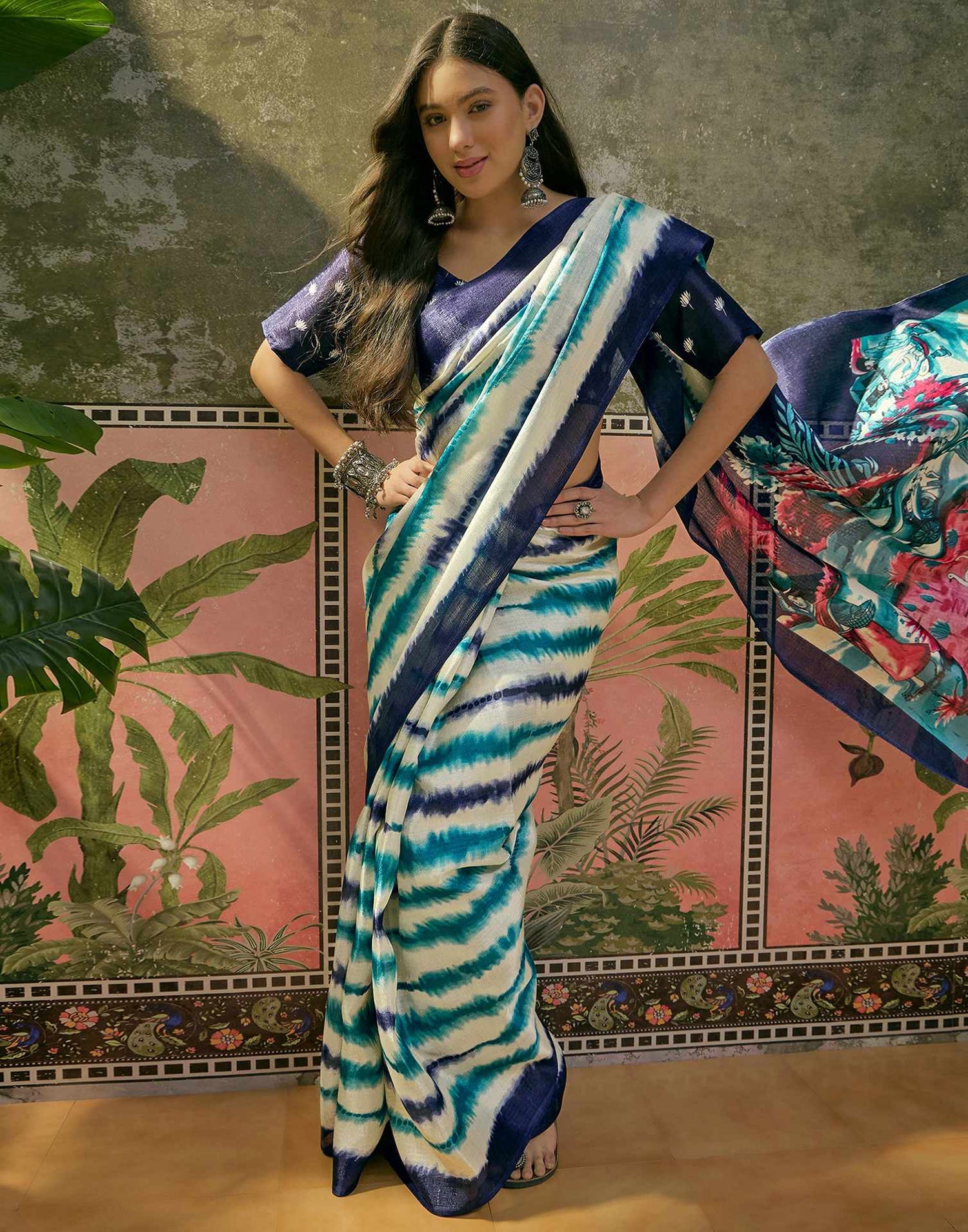 Off White Khadi Printed Saree 
