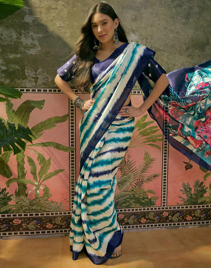 Off White Khadi Printed Saree 