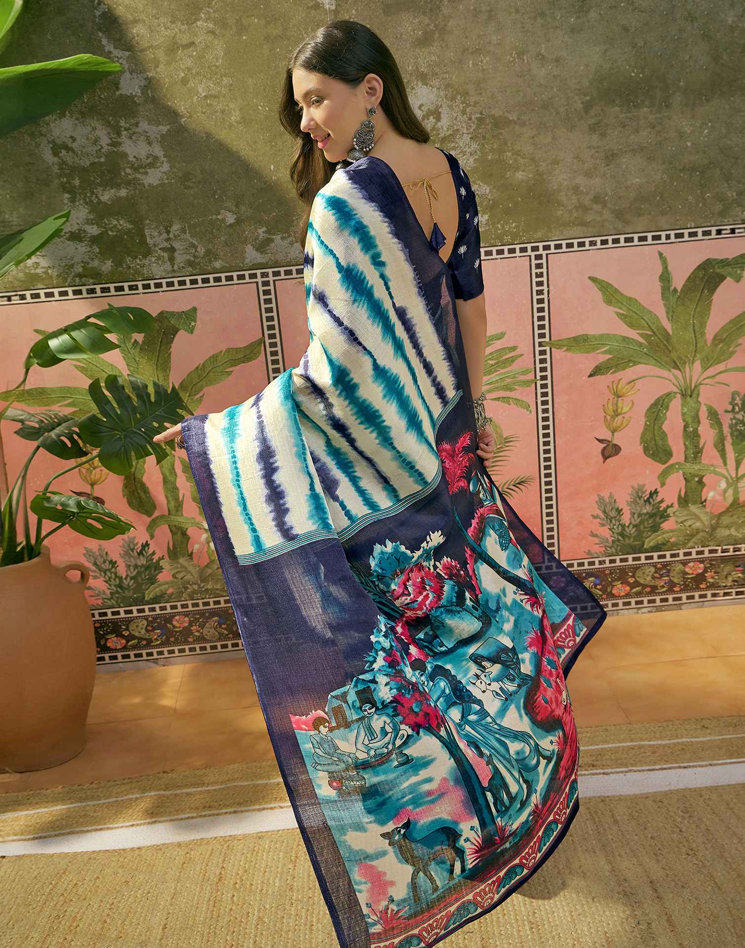 Off White Khadi Printed Saree 