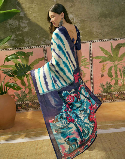 Off White Khadi Printed Saree 