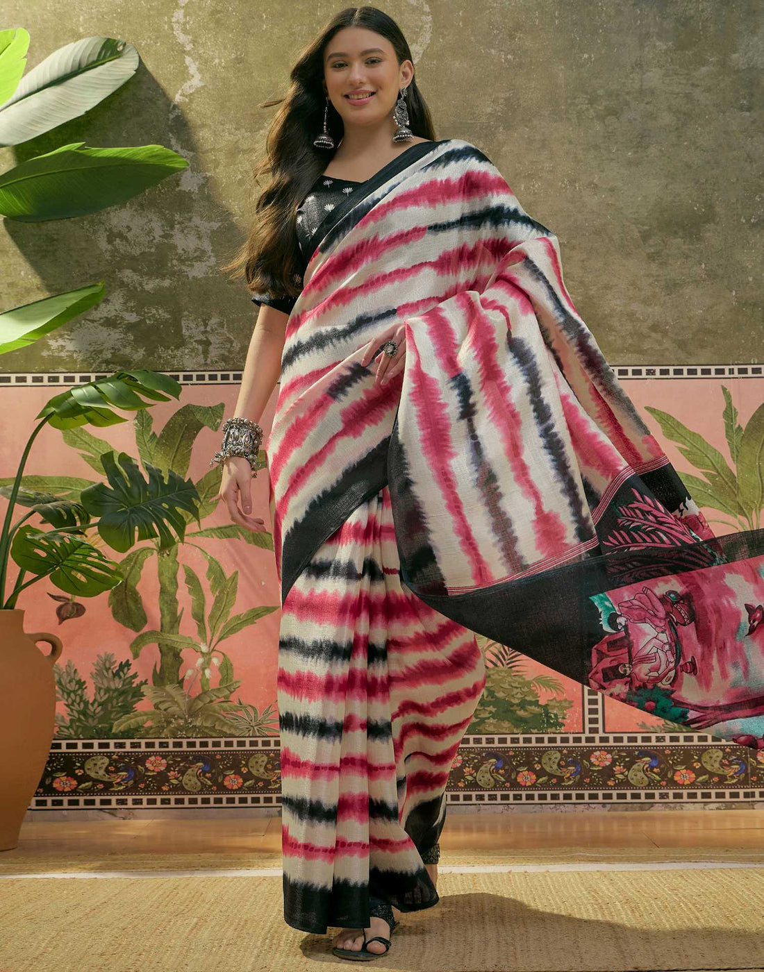 Off White Khadi Printed Saree 