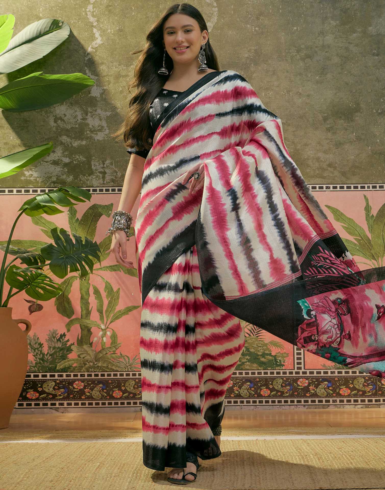 Off White Khadi Printed Saree 